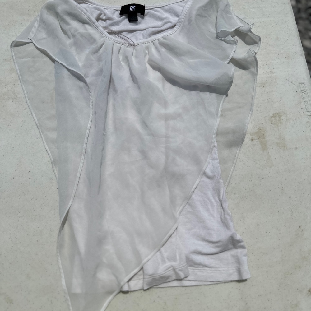 Iz Byer White Chiffon Layered Blouse